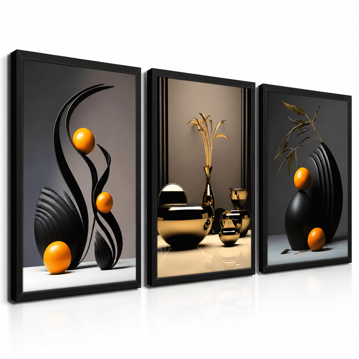 Bright Frame Abstract Modern Abstract Framed Wall Art For Living Room Set Of 3 - Bright Style ...