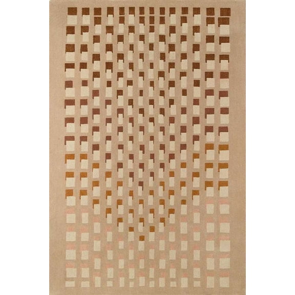 Hand Tufted New Zealand Wool Area Rug 5x8 Ft – Modern Abstract Geometric Carpet, Contemporary Beige Brown Mustard Gradient Rug for Living Room, Bedroom, Dining Room & Office