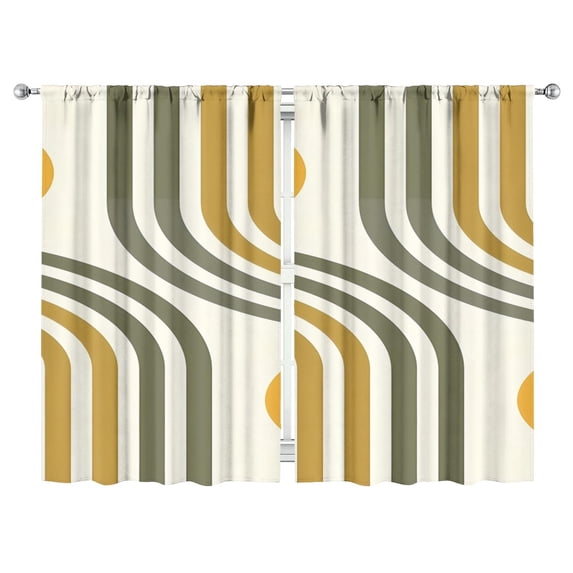 Modern Abstract Geometric Lines Boho Curtains-Blackout Curtains Bedroom Decor Living Room Darkening Grommet Window Drapes 2 Panels Set 52"x 84"