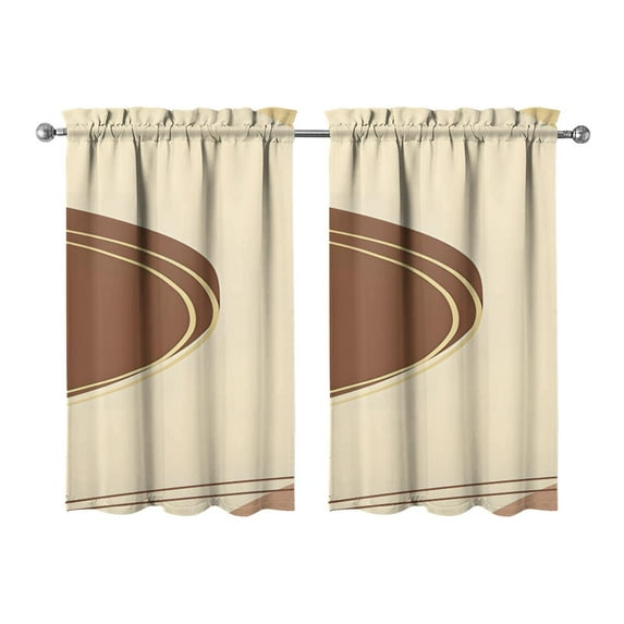 Modern Abstract Geometric Lines Boho Kitchen Curtains - Vintage Tier Cafe Curtains for Bathroom Living RV Rod Pocket Window Drapes 36 Inch 2 Panels Set 28"x36" Window Treatment Tiers