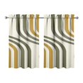thumbnail image 1 of Modern Abstract Geometric Lines Boho Kitchen Curtains - Vintage Tier Cafe Curtains for Bathroom Living RV Rod Pocket Window Drapes 36 Inch 2 Panels Set 28"x36" Window Treatment Tiers, 1 of 4