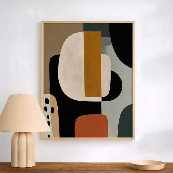 Modern Abstract Geometric Minimalist Shapes In Earthy Neutral Tones, Unframed Poster
