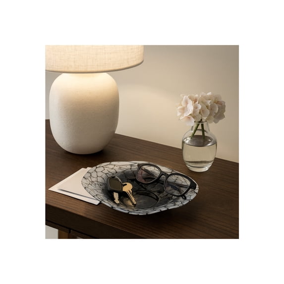 Modern Abstract Glass Decorative Bowl for Coffee Table Decor - Luxury Candy and Key Bowl for Home Decor Accents - Versatile Table, Kitchen Counter Bowl, or Centerpiece Table Decorations - 2", Black