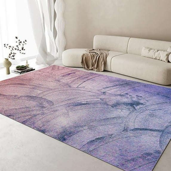 Modern Abstract Gradient Plaster Pattern Area Rug, Abstract Purple Aesthetic Art Design Dining Room Rug, Soft Washable Non-Slip Carpet For Bedroom Living Room Office Balcony 5 x 8ft
