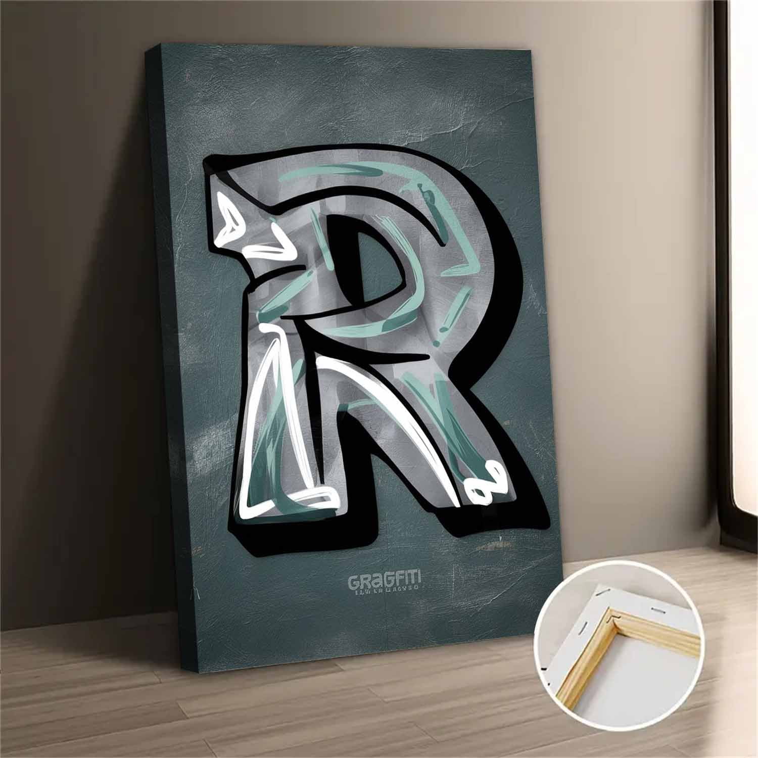 Modern Abstract Graffiti Letter R Canvas Wall Art Decor - Walmart.com, image size:1500x1500