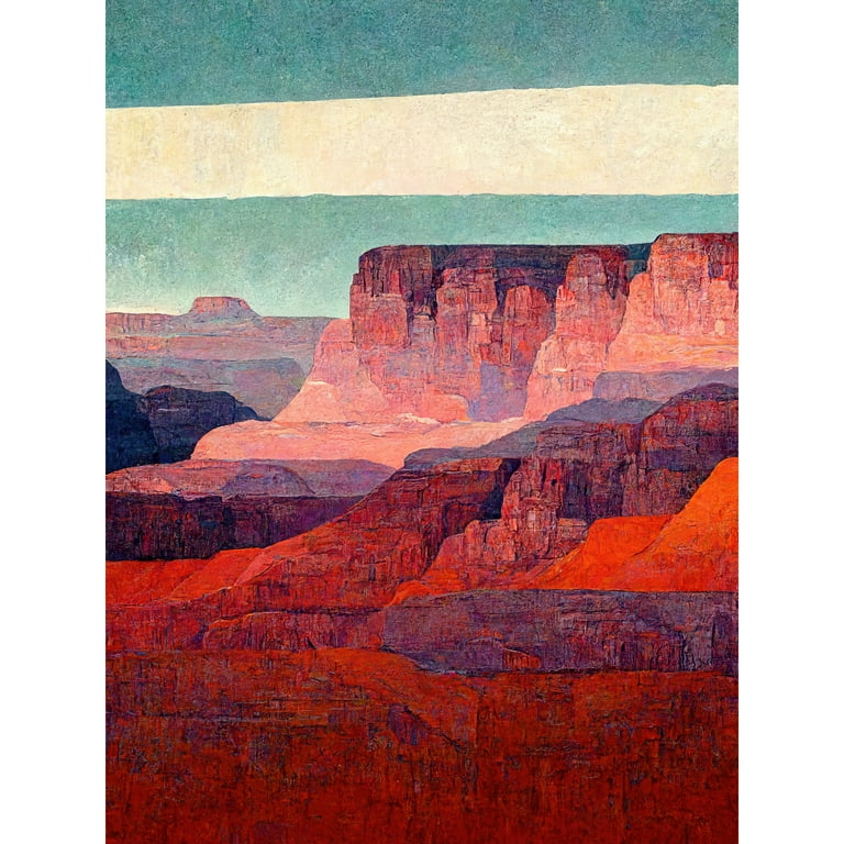 Modern Abstract Grand Canyon Style Arizona Landscape Painting Extra Large XL Wall Art Poster Print, Size: Unframed Paper 24x32