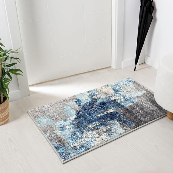 Modern Abstract Gray 2x3 Area Rug Stain Resistant Living Room Carpet