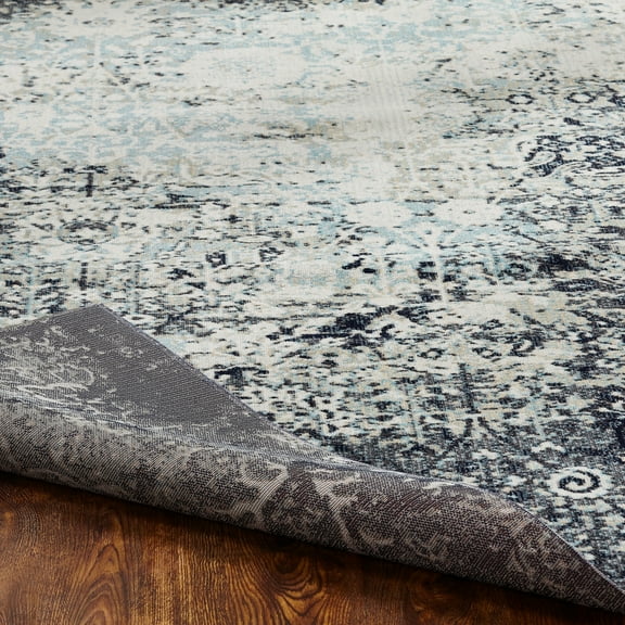 Modern Abstract Indoor/Outdoor Area Rug Blue/Ivory 5'3" x 7'6" 5' x 8' Indoor,Outdoor Kitchen,Patio Rectangle