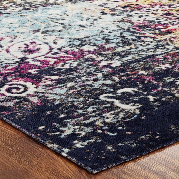 Modern Abstract Indoor/Outdoor Area Rug Gold/Pink 5'3" x 7'6" 5' x 8' Indoor,Outdoor Kitchen,Patio Rectangle