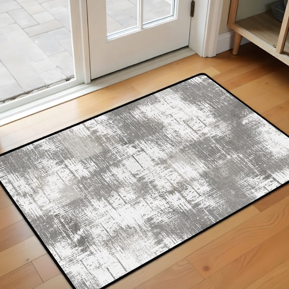Modern Abstract Kitchen Mat 31"x20" Non Slip Soft Plush Low Profile Kitchen Rug, Textured Sink Mat for Laundry Room Bedroom Office, Brown