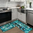 thumbnail image 1 of Modern Abstract Kitchen Mats for Floor, Blue Green Turquoise Teal Kitchen Rugs Set of 2 Carpet Area Rug, Vintage Farmhouse Modern Kitchen Decor and Accessories Stuff, 17x30 and 17x47 Inch, 1 of 6