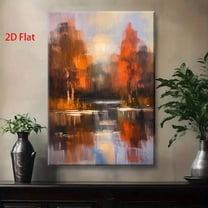 Modern Abstract Landscape Canvas Painting - Warm Orange, Red, Yellow, Blue, Green, Brown, Beige & White - Wrapped Canvas Framed Wall Art for Living Room, Bedroom