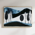 thumbnail image 1 of Modern Abstract Landscapeblack And White Trees With Rolling Blue Hills, Minimalist Print, Serene Contemporary Wall Art, Modern Wall Decor, 24x36 UNFRAMED, 1 of 2
