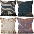 thumbnail image 1 of Modern Abstract Linen Throw Pillow Case,Set of 4 16x16 Inch,Farmhouse Cushion Cover for Home Decor Sofa Couch Living Room Car, 1 of 5