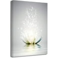 thumbnail image 1 of Zen Canvas Wall Art White Lotus Flower Bloom in Water Picture Prints Wall Decor Framed Grey Painting for Yoga Spa Meditation Spiritual Room Decor, 1 of 7