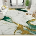thumbnail image 1 of Modern Abstract Marble Emerald Green Area Rug, Grey Gold Rug for Living Room Bedroom Soft Rugs Under Dining Table Aesthetic Home Office Non-Slip Carpet 3x4ft(Small), 1 of 7