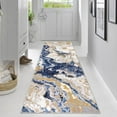 thumbnail image 1 of Modern Abstract Marble Print Runner Rug 2' x 8'– Soft, Washable, Non-Slip & Non-Shedding(Navy Blue), 1 of 8