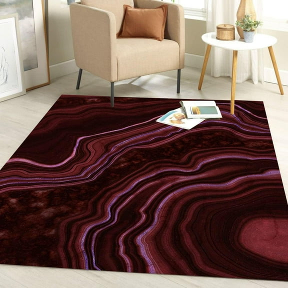 Modern Abstract Marble Swirl Area Rug Burgundy Carpet For Living Room Bedroom Dining Room Soft Home Office Kitchen Hallway Playroom Rugs 1x2ft