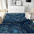 thumbnail image 1 of Modern Abstract Marble Swirl Navy Gold Washable Area Rug for Livingroom Bedroom Non-Shedding Aesthetic Rug Under Dining Table Office Kitchen Hallway Rug 4x6ft, 1 of 7