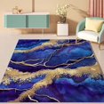 thumbnail image 1 of Modern Abstract Marble Swirl Royal Blue Gold Washable Area Rug For Living Room Bedroom Aesthetic Carpet Under Dining Table Indoor Hallway Kitchen Office Rug 5 x 7ft, 1 of 6