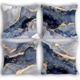 thumbnail image 1 of Modern Abstract Marble Texture Blue Gold Watercolor Print Art Home Bedroom Decorations Soft Throw Pillow Cover, Minimalist Drawing Pillow Case Pillowcase, 16x16 Inch 4 Pcs, 1 of 3