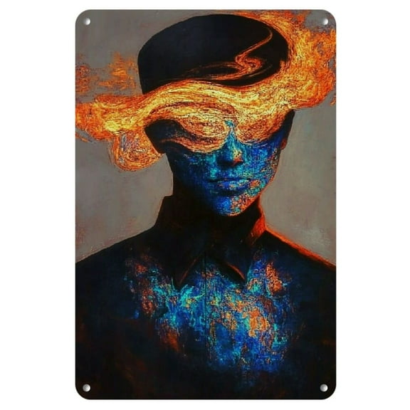 Modern Abstract Metal Wall Art, 8x12 Inch Frameless Iron Sheet Painting, Tin Art Hanging Decor Set for Home and Office