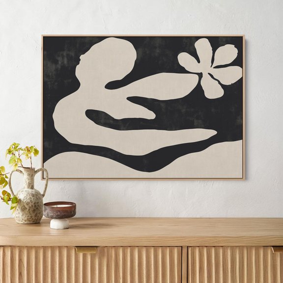 Modern Abstract Minimalist Black Beige Wall Art, Unframed Poster