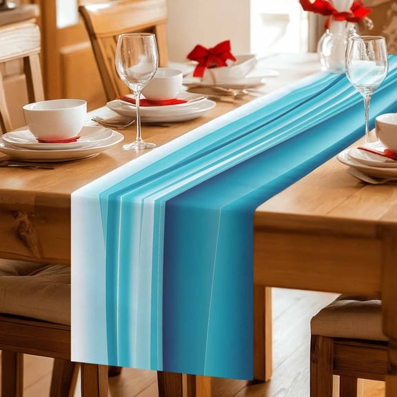 Modern Abstract Ocean Waves Fluid Art Table Runner 36 Inches Long,Kitchen Dining Tablerunners Gradient Turquoise Blue Linen Table Runners Dresser Scarves for Home Dinner Wedding Holiday Party Decor