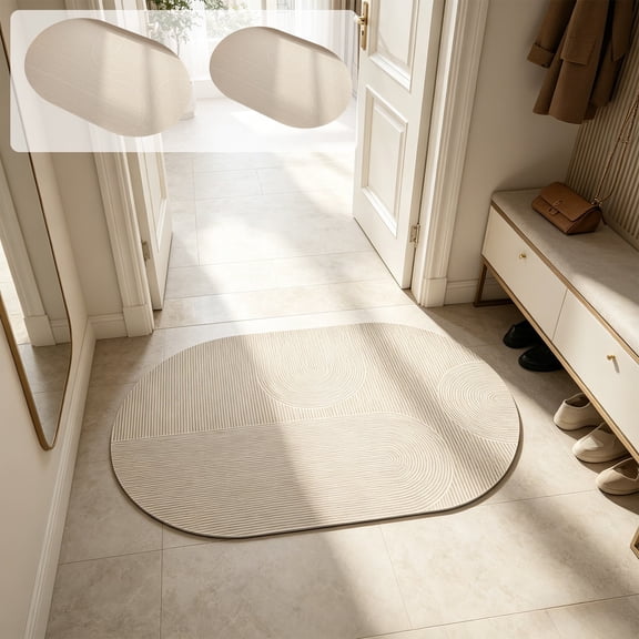 Modern Abstract Ovals Bath Mat - Super Absorbent Quick Drying Silica Mud Shower Mat, Non Slip Bathroom Kitchen Floor Mat, JASKFLY