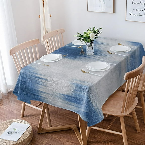 Modern Abstract Painting Blue Grey Tablecloth for Rectangle/Oval Tables 60 x 84 Inch Fabric Waterproof Table Cover Washable Table Cloth for Kitchen Dinning Wedding Party Tabletop Decorative