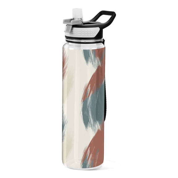 Modern Abstract Pattern 1000ml Tritan Sport Bottle Straw LeakProof Food-Grade Portable Wide Handle