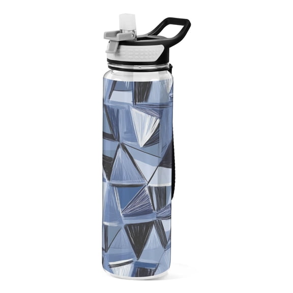 Modern Abstract Pattern 1000ml Tritan Sport Bottle Straw LeakProof Food-Grade Portable Wide Handle