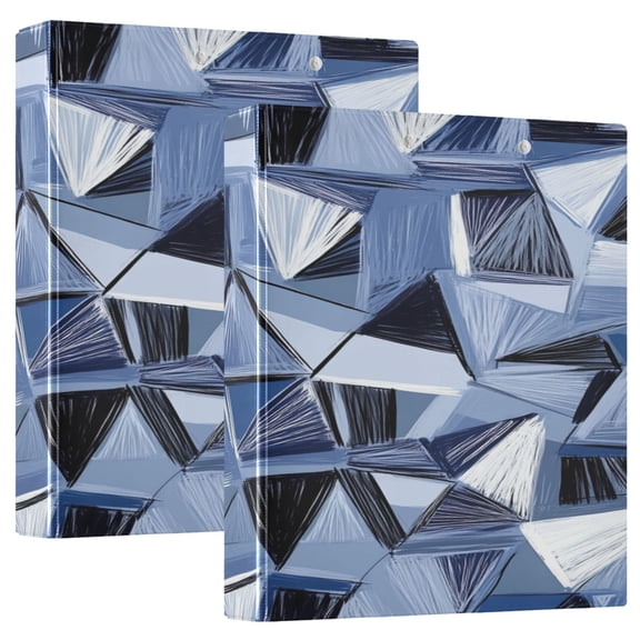 Modern Abstract Pattern 12.4x10.6in PVC Round Ring Binder, D-Ring 3-Hole, Metal Clip, 200 Sheets