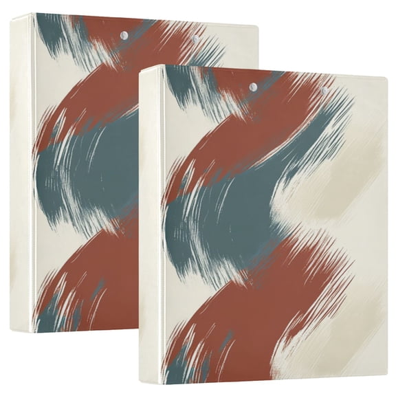 Modern Abstract Pattern 12.4x10.6in PVC Round Ring Binder, D-Ring 3-Hole, Metal Clip, 200 Sheets