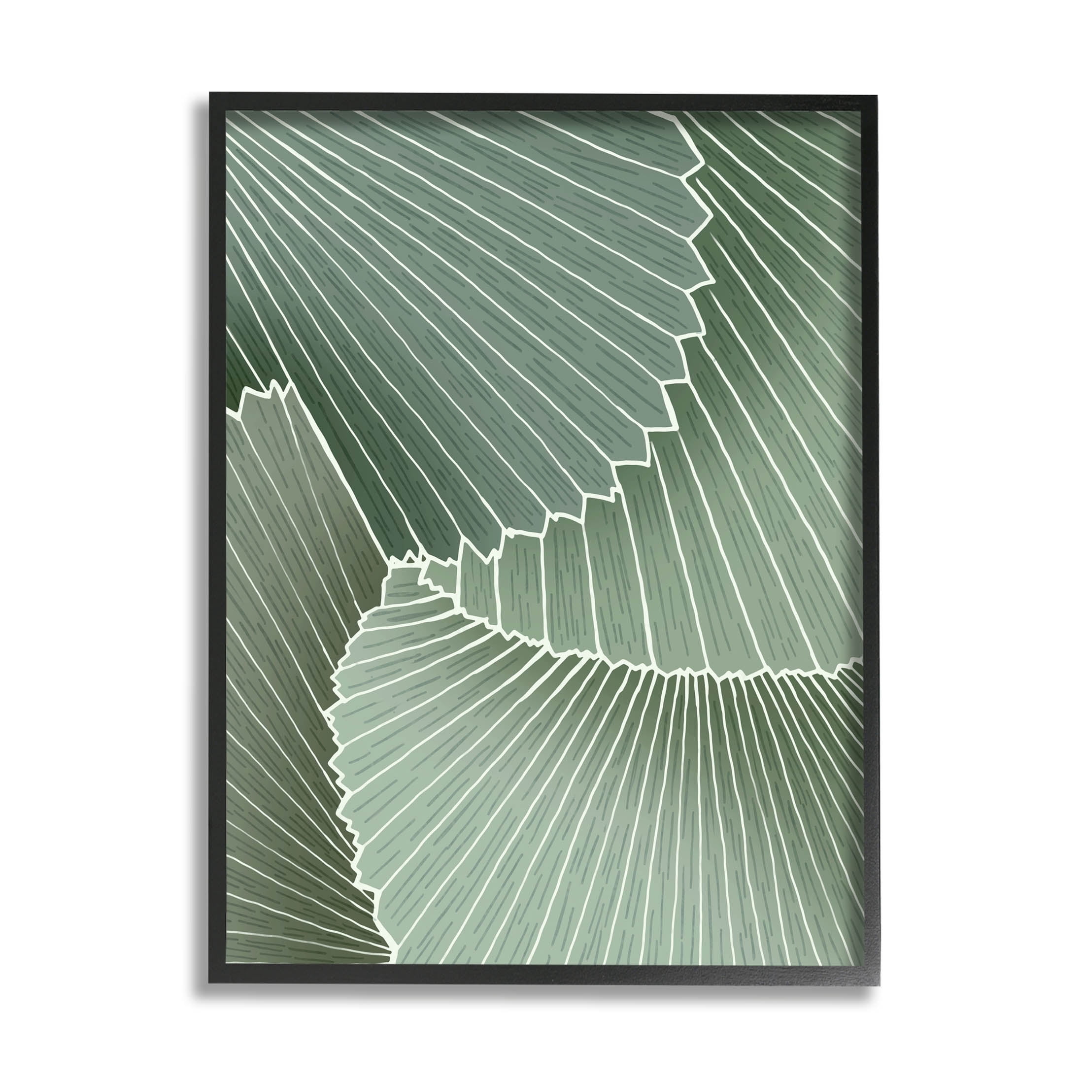 Modern Abstract Patterned Leaves Botanical & Floral Graphic Art Black Framed Art Print Wall Art