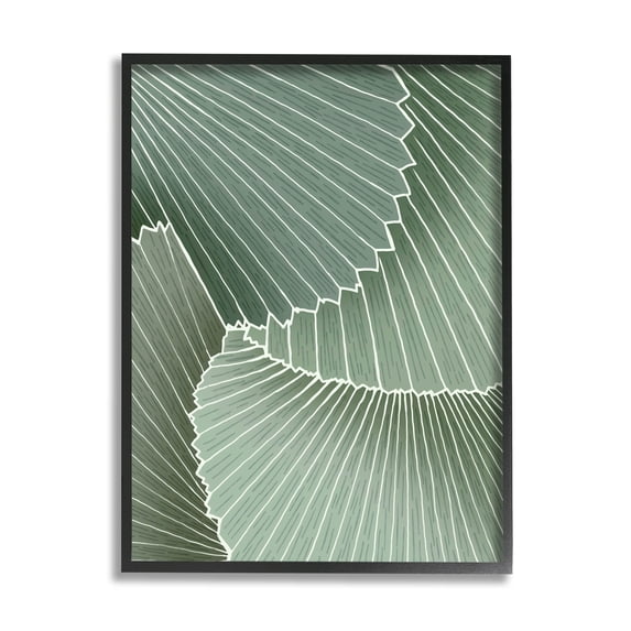 Modern Abstract Patterned Leaves Botanical & Floral Graphic Art Black Framed Art Print Wall Art