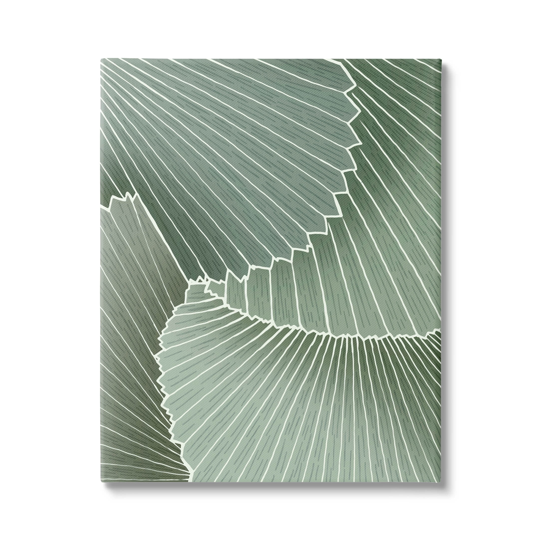 Modern Green Abstract Botanical Leaves Canvas Wall Art, 30" x 24"