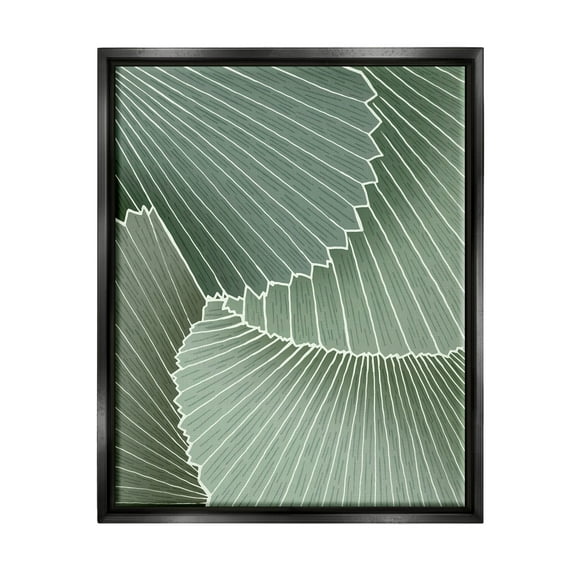 Modern Abstract Patterned Leaves Botanical & Floral Graphic Art Jet Black Framed Art Print Wall Art