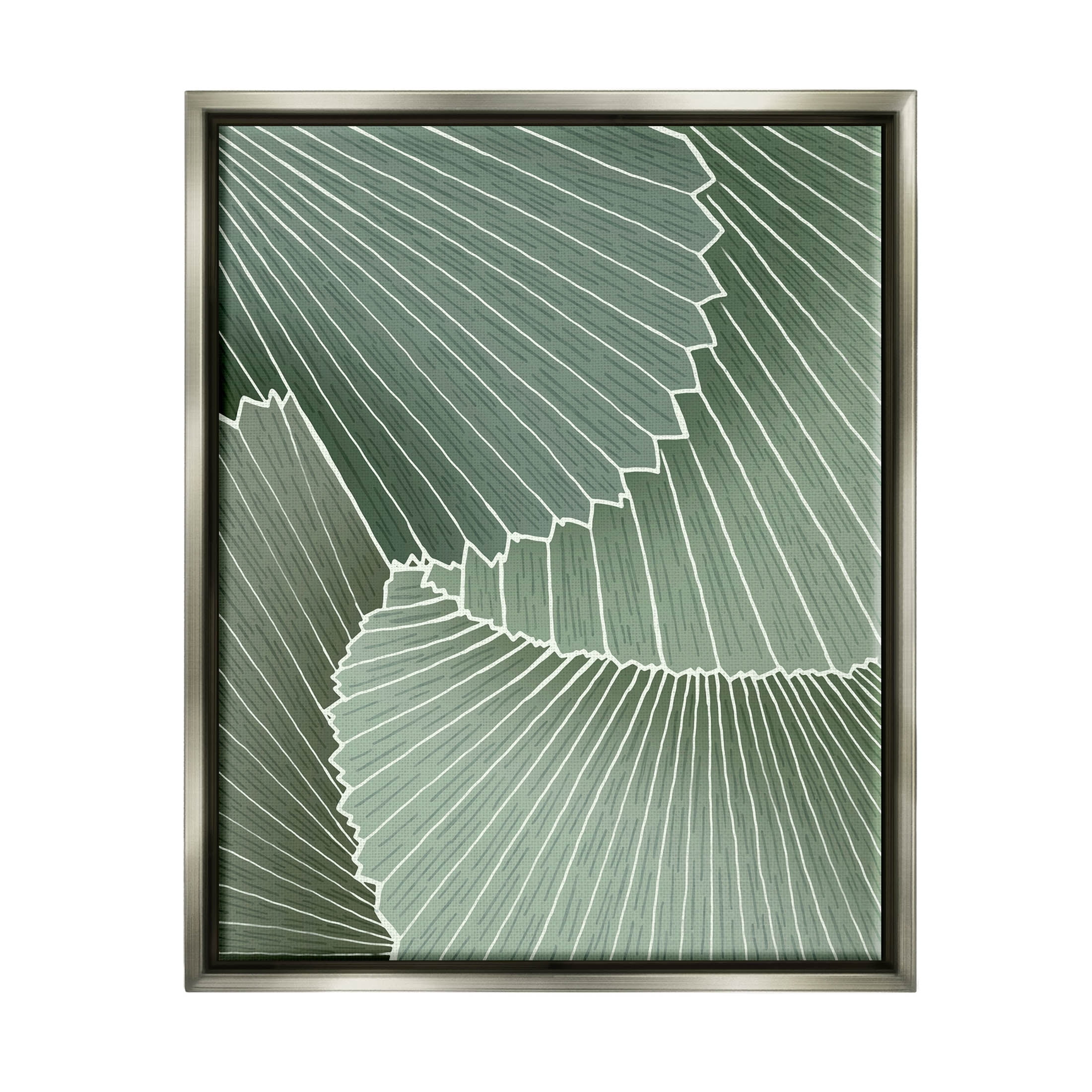 Modern Abstract Patterned Leaves Botanical & Floral Graphic Art Luster Gray Framed Art Print Wall Art