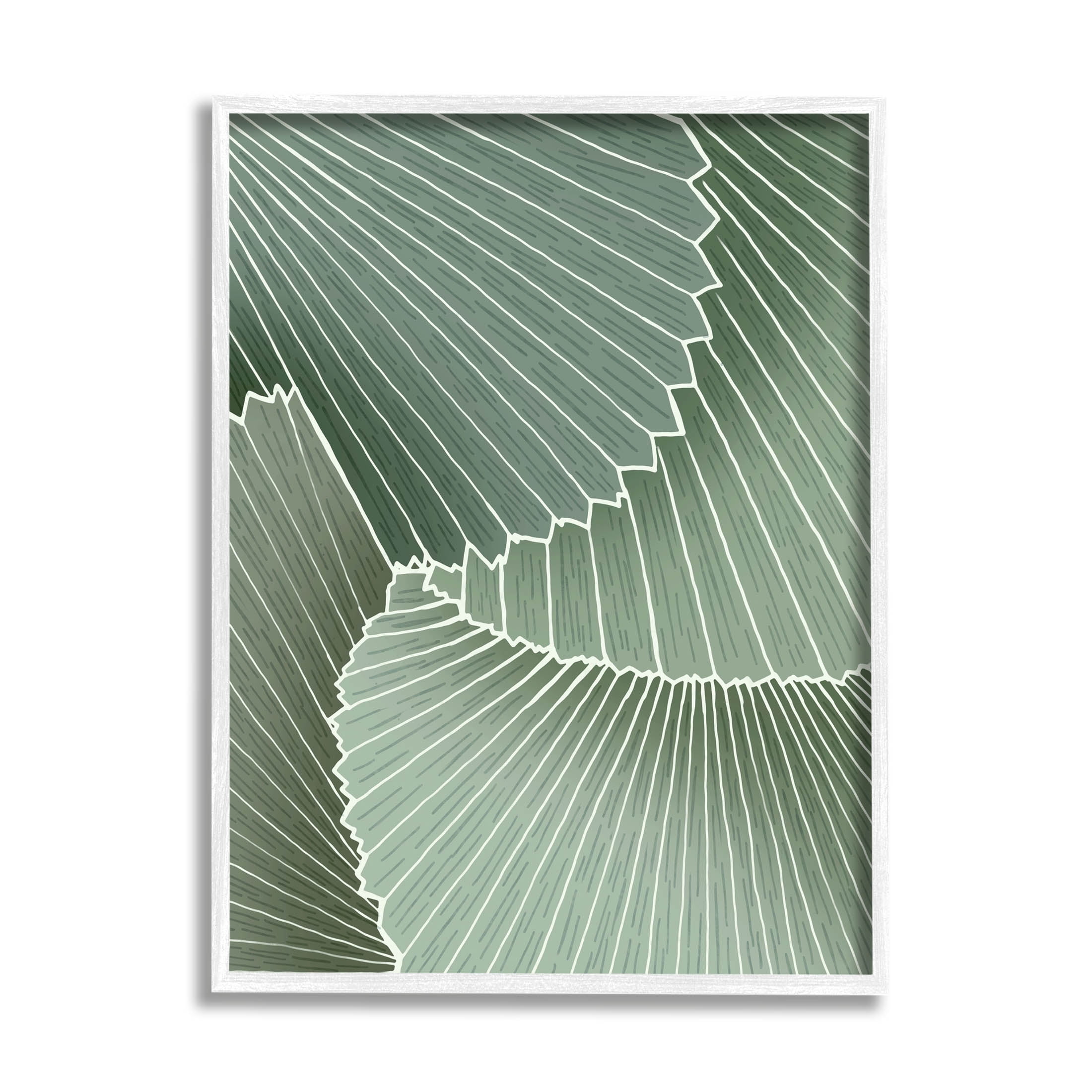 Modern Abstract Patterned Leaves Botanical & Floral Graphic Art White Framed Art Print Wall Art