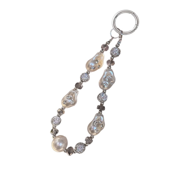 Modern Abstract Pearls Keychain Rhinestone-Embellished Alloy Pendant Stylish Daily Jewelry Special Occasions