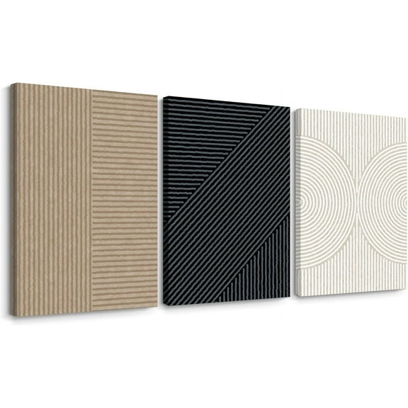 Modern Abstract Pictures Wall Art Boho Neutral Canvas Wall Art Minimalist Line Wall Decor Beige Black Brown Artwork Abstract Modern Painting Prints for Living Room Bedroom 24x36 Inch NO Set of 3