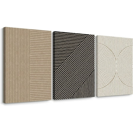 Modern Abstract Pictures Wall Art Boho Neutral Canvas Wall Art Minimalist Line Wall Decor Beige Black Brown Artwork Abstract Modern Painting Prints for Living Room Bedroom 24x36 Inch NO Set of 3