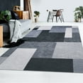 thumbnail image 1 of Modern Abstract Plaid Area Rug, Stain Resistant Low-Pile Non-Slip Floor Carpet, 1 of 7