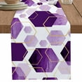 thumbnail image 1 of Modern Abstract Purple Color Block Table Runner-70 Inch Long Retro Gold Line Table Runners Linen Burlap Tablerunner for Kitchen Dining Room Holiday Party, 1 of 9