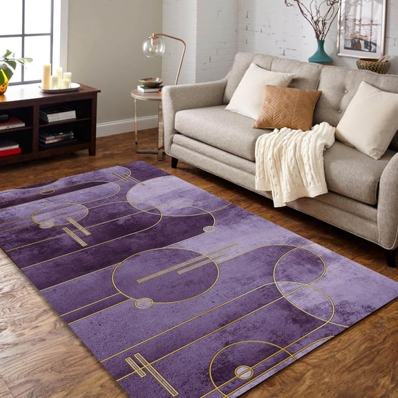 Modern Abstract Purple Rugs For Bedroom,Nordic Scandinavian Non Slip Washable Area Rug, Soft Affordable Non-Shedding Carpet, Living Room Decor Aesthetic 5x7ft
