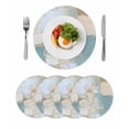 thumbnail image 1 of Modern Abstract Round 13 Inch Placemats Set of 4, Blue Brown Color Blocks HeatResistant Non Slip Place Mats for Dining Table, Wipeable Braided Kitchen Table Mats for Housewarming, 1 of 9