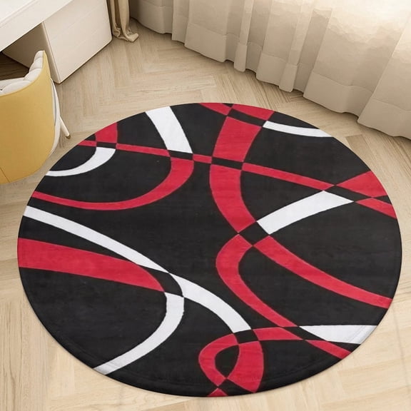 Modern Abstract Round Area Rugs for Bedroom Living Room, 4FT Soft Indoor Circle Carpets, Carpet Home Decor Floor Mat