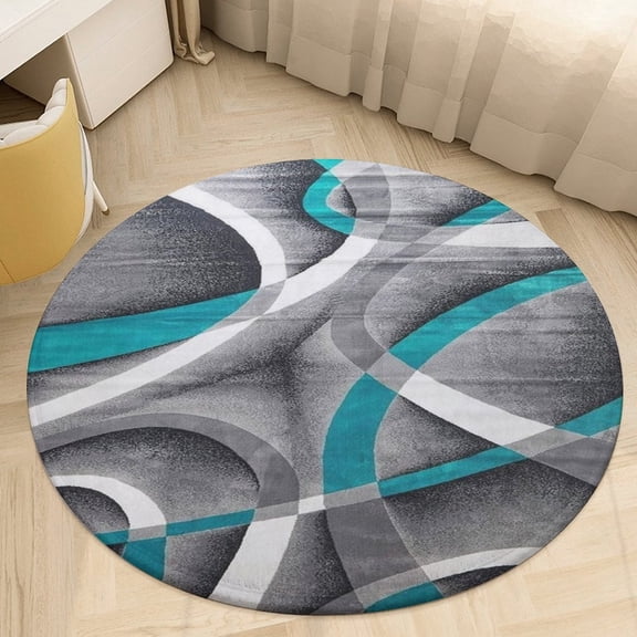 Modern Abstract Round Area Rugs for Bedroom Living Room, 5FT Soft Indoor Circle Carpets, Carpet Home Decor Floor Mat