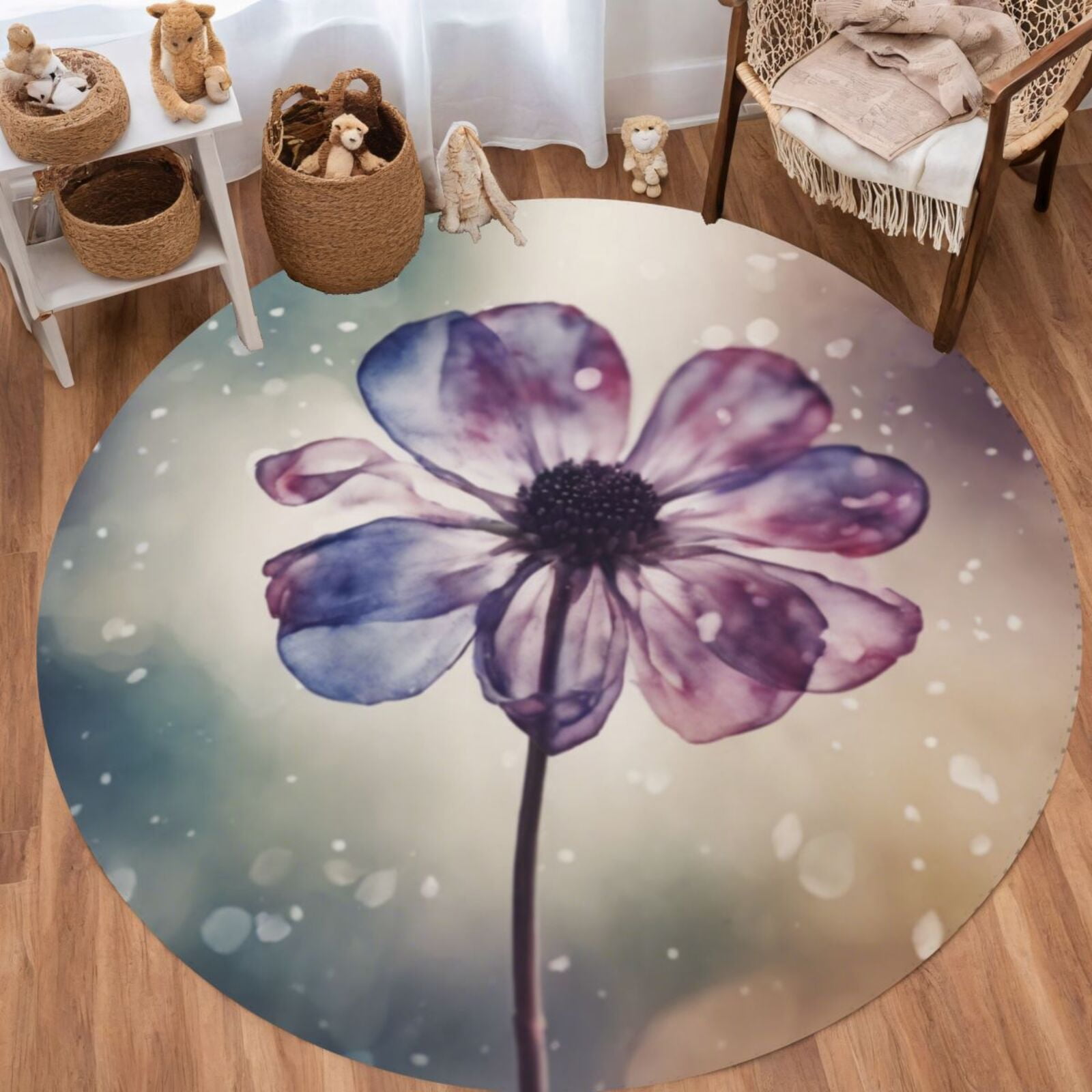 Modern Abstract Round Rug - Indoor Circle Rugs Washable Door Mat, Non ...